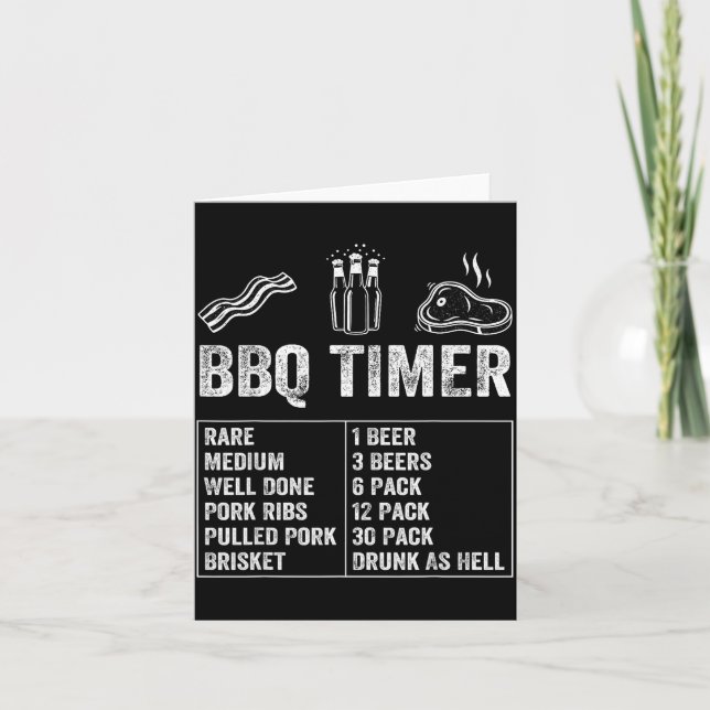 Cartão Funny Saying Bbq Timer Beer Grill Dad Barbecue Dri (Frente)