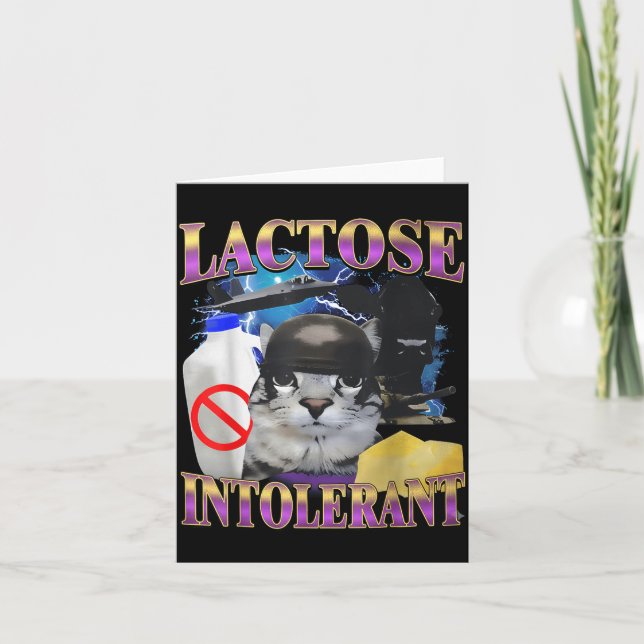 Cartão Funny Saying Lactose Intolerant Silly Cat Meme Cat (Frente)