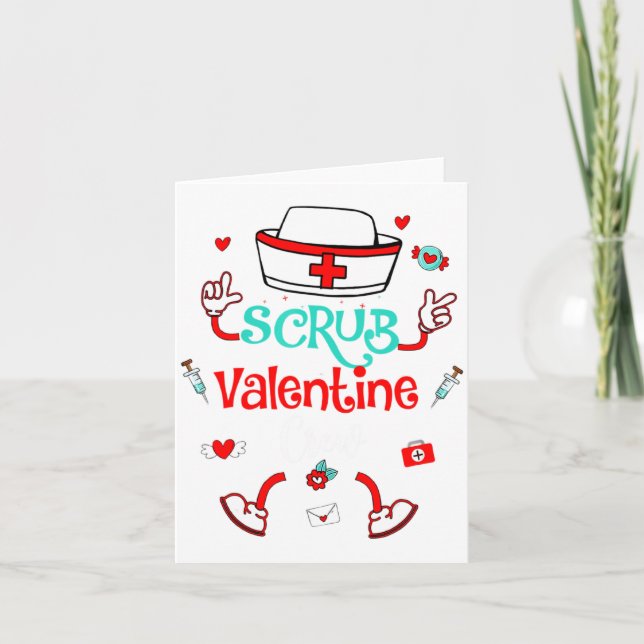 Cartão Funny Scrub Valentines Day Nurse Crew Family Group (Frente)