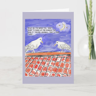 Cartão Funny Seagull Cartoon Happy Birthday Greeting Card