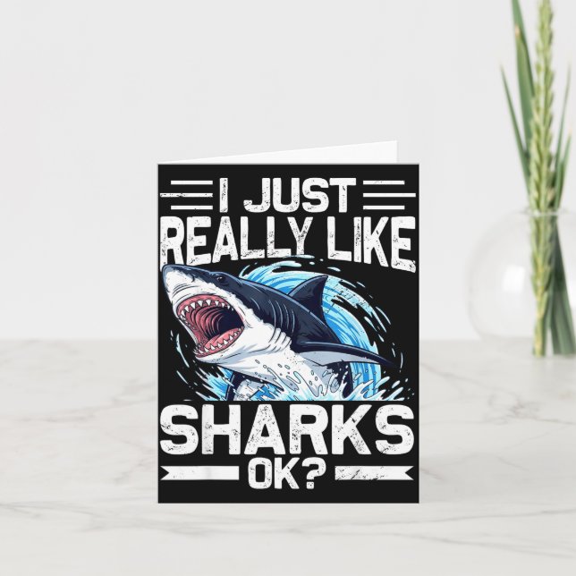 Cartão Funny Shark Shirt For Men Women Sea Animal Shark L (Frente)