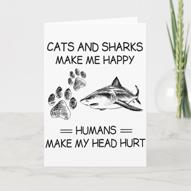 Cartão Funny Sharks And Dogs Make Me Happy Humans Make My (Frente)