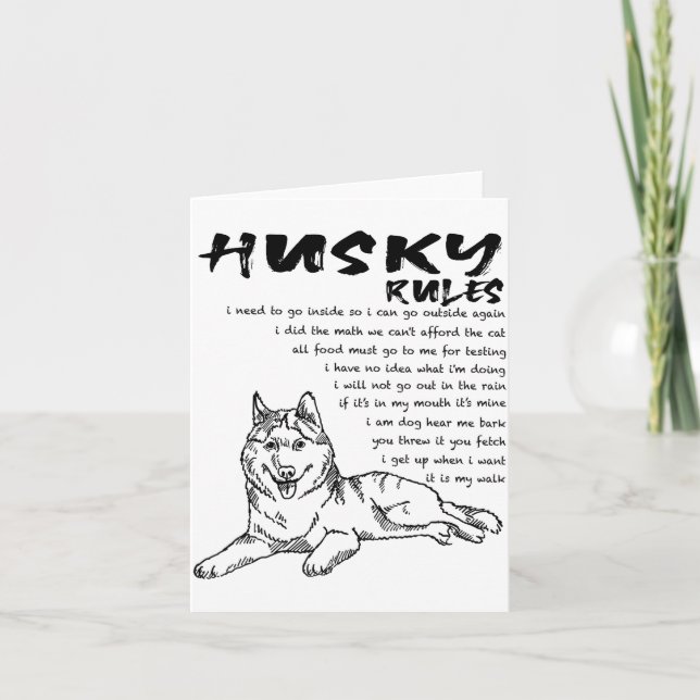 Cartão Funny Siberian Husky Dog Hand Drawn Art Men Women  (Frente)
