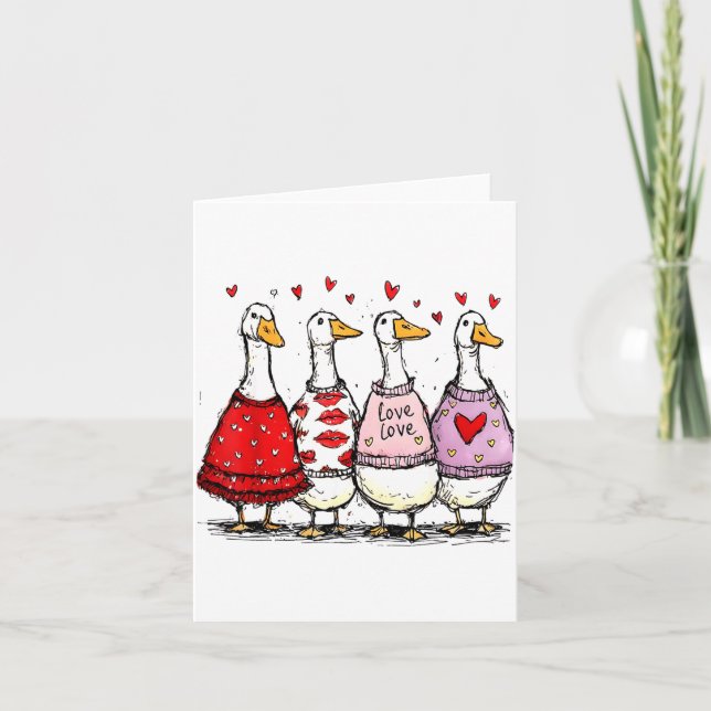 Cartão Funny Silly Goose Valentine Trendy Valentine's Day (Frente)