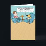 Cartão Funny Sit and Stay Dog Birthday<br><div class="desc">Here's a cute and funny cartoon birthday card featuring a dog telling its owner that they are taking "sit" and "stay" a little too seriously. 

Thank you for choosing this original design by © Chuck Ingwersen. I’m an independent artist,  and I post cartoons every day on Instagram: https://www.instagram.com/captainscratchy</div>