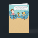 Cartão Funny Sit and Stay Dog Birthday<br><div class="desc">Here's a cute and funny cartoon birthday card featuring a dog telling its owner that they are taking "sit" and "stay" a little too seriously. 

Thank you for choosing this original design by © Chuck Ingwersen. I’m an independent artist,  and I post cartoons every day on Instagram: https://www.instagram.com/captainscratchy</div>