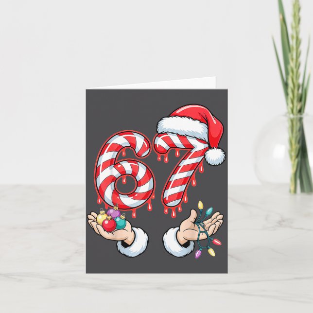 Cartão Funny Six Seven 67 Christmas Candy Cane Festive Ho (Frente)
