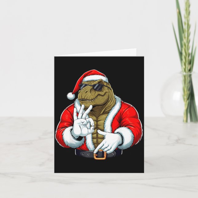 Cartão Funny Six Seven 67 Meme T-rex Christmas Men Boys T (Frente)