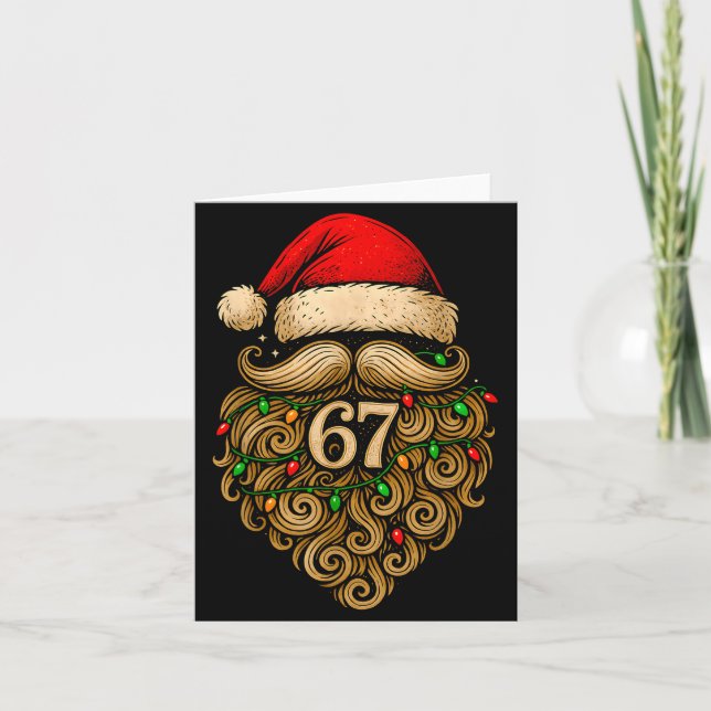 Cartão Funny Six Seven 6 7 Meme Santa Beard Christmas Men (Frente)