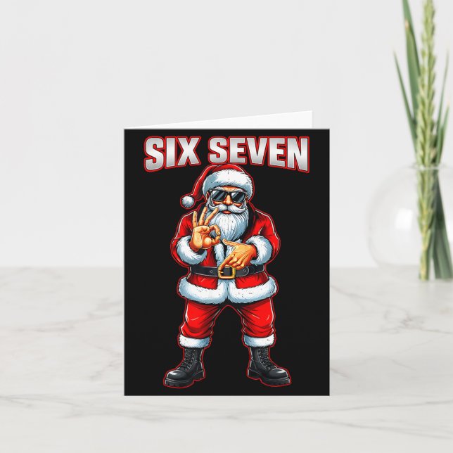 Cartão Funny Six Seven 6 7 Meme Santa Christmas Shirt Men (Frente)