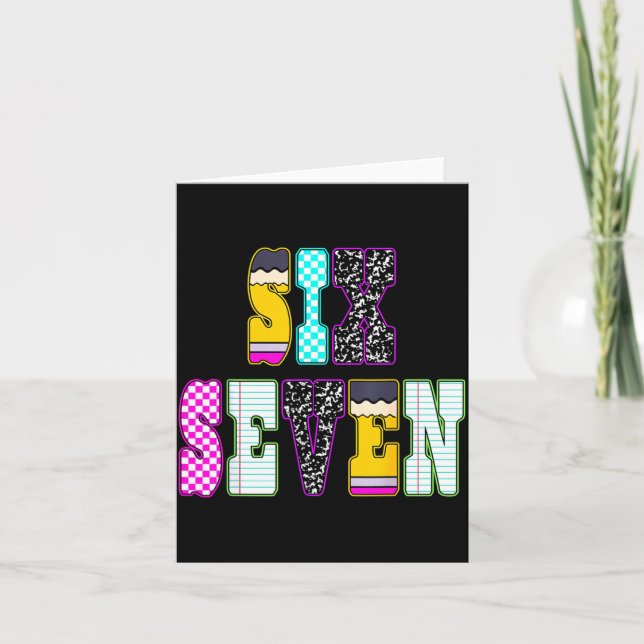 Cartão Funny Six Seven 6 7 Meme Teacher Design For Men Wo (Frente)