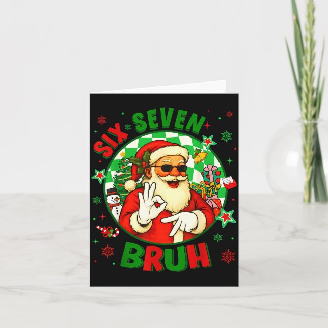 Cartão Funny Six Seven Bruh Santa Meme 67 Christmas Boy G (Frente)