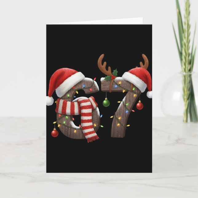 Cartão Funny Six Seven Meme 6-7 Xmas 67 Christmas Lights  (Frente)