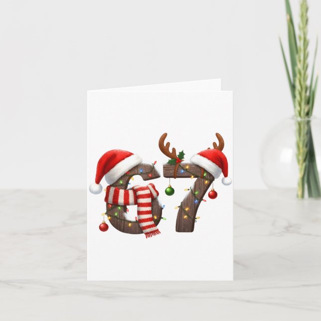 Cartão Funny Six Seven Meme 6-7 Xmas 67 Christmas Lights  (Frente)