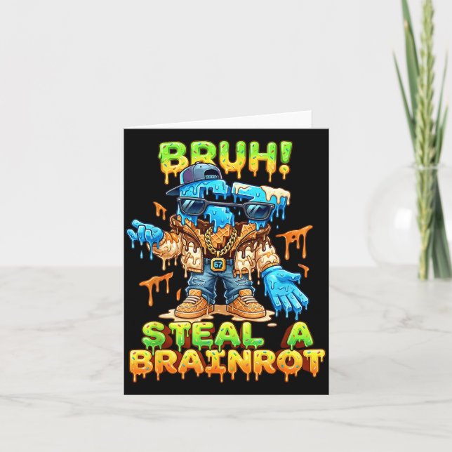 Cartão Funny Six Seven Meme - Bruh Steal A Brainrot - Fun (Frente)