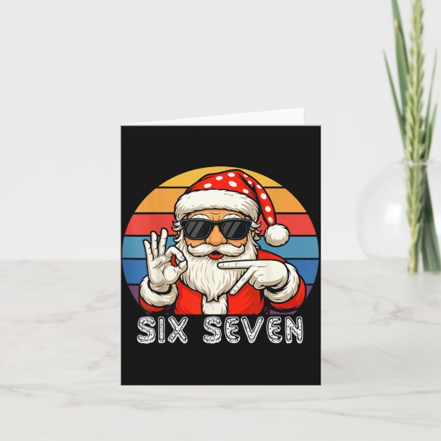 Cartão Funny Six Seven Meme Christmas Cool Santa Saying 6 (Frente)