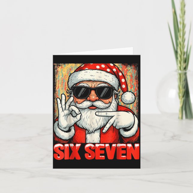 Cartão Funny Six Seven Meme Christmas Cool Santa Saying 6 (Frente)