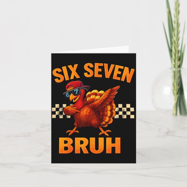 Cartão Funny Six Seven Meme Turkey Kids Bruh 67 Thanksgiv (Frente)