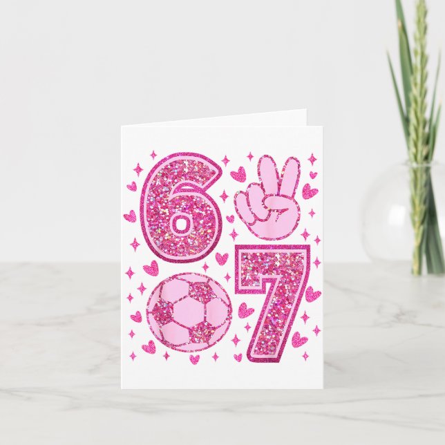 Cartão Funny Six Seven Soccer Valentines Day Men Women Ki (Frente)