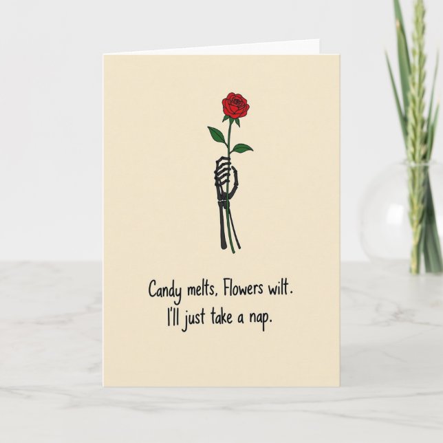 Cartão Funny Skeleton Rose Nap Card (Frente)