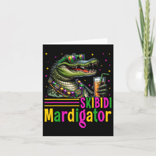 Cartão Funny Skibidi Mardigator Alligator Mardi Gras Appa
