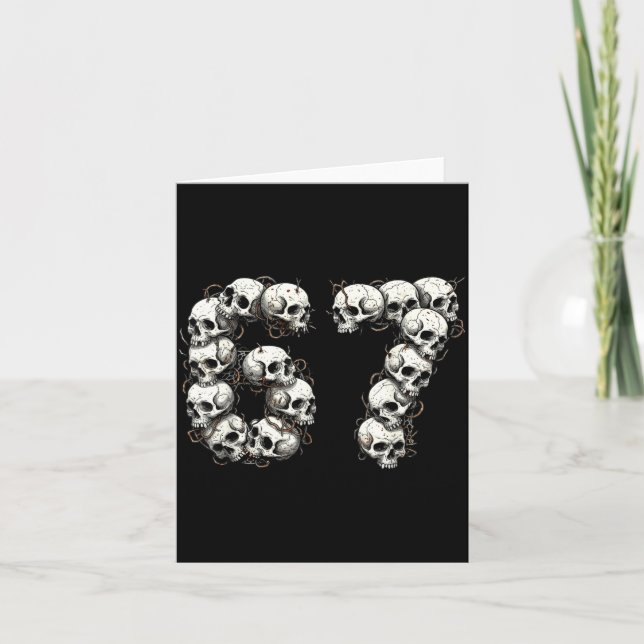 Cartão Funny Skulls 6 7 Meme Six Seven Love Halloween  (Frente)