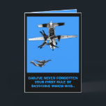 Cartão Funny skydiving birthday<br><div class="desc">If you're a skydiver or a parachuting person these funny sky diving birthday cards are for you.Funny skydiving image and funny parachute slogan for anyone seeking a unique and funny  parachuting birthday card.</div>