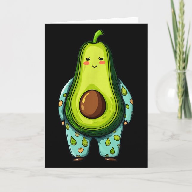 Cartão Funny Sleepy Avocado In Pajama Costume For Boys An (Frente)
