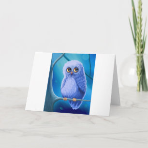 Cartão Funny Sleepy Blue Owl