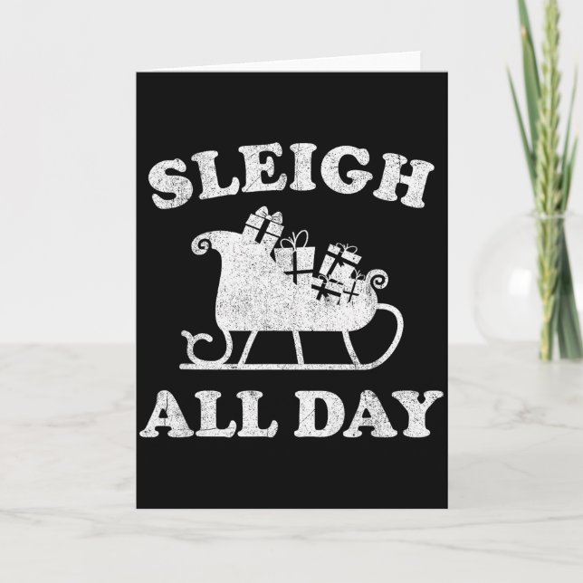 Cartão Funny Sleigh All Day Christmas In July Retro Vinta (Frente)