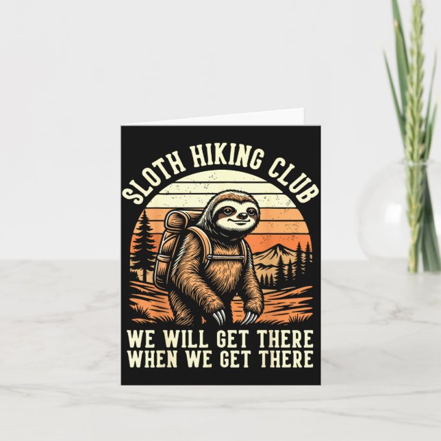 Cartão Funny Sloth Hiking Club Outdoor Hiker Men Women Vi (Frente)