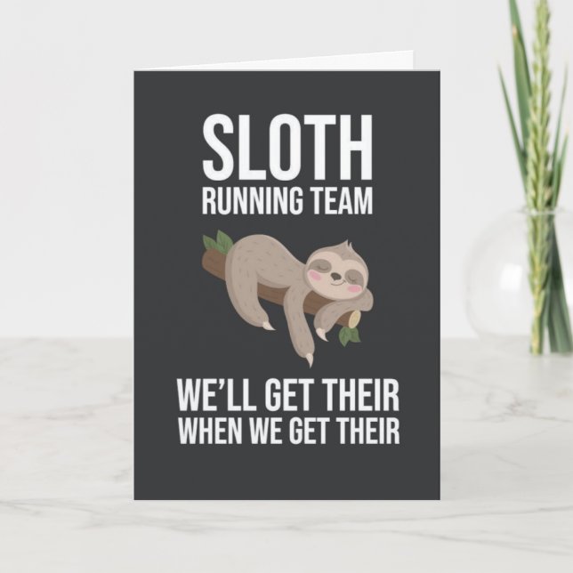 Cartão Funny Sloth Running Team Cards Humor Animals (Frente)