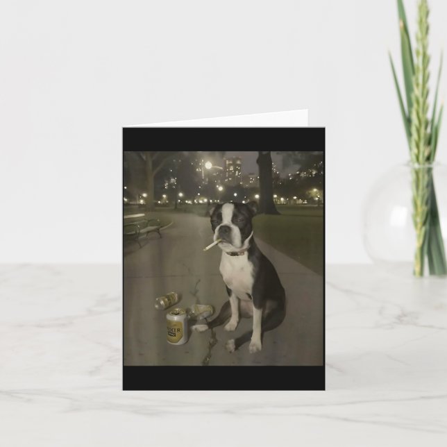 Cartão Funny Smoking Dog Meme Cigarette Gen Z Meme Dog Lo (Frente)