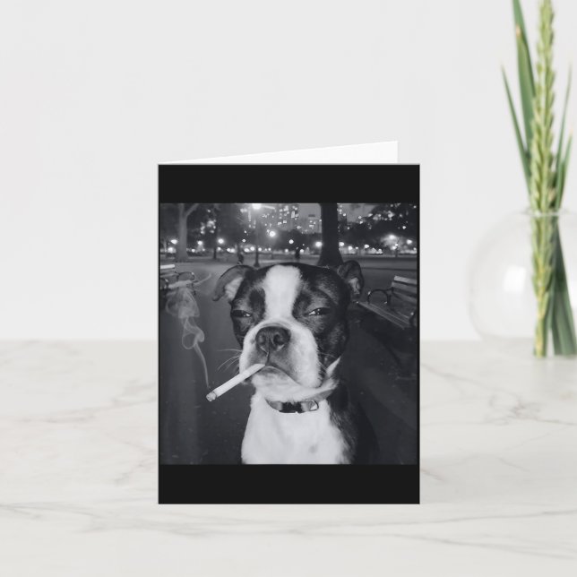 Cartão Funny Smoking Dog Meme Cigarette Gen Z Meme Dog Lo (Frente)