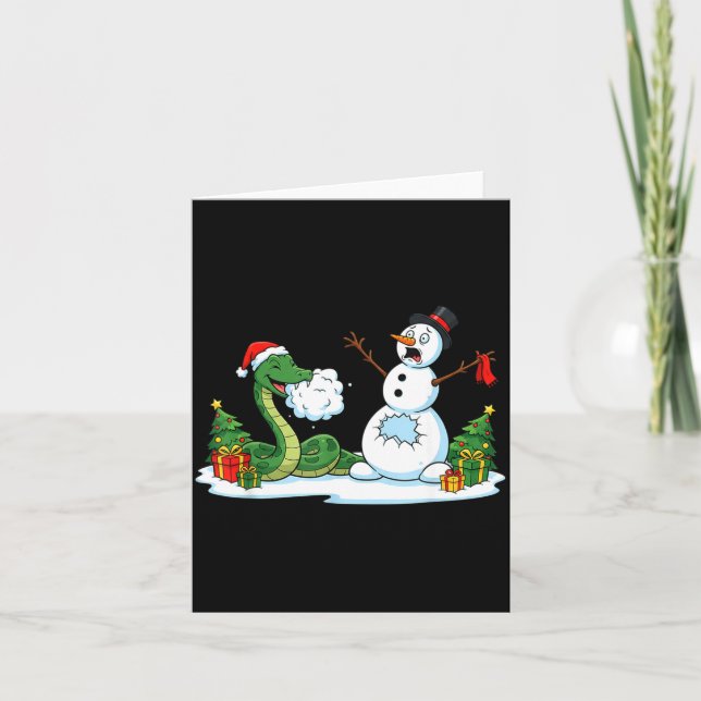 Cartão Funny Snake Snowman Christmas Tree Xmas Womens Men (Frente)