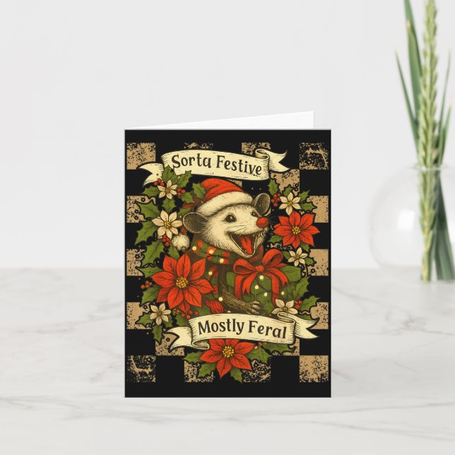 Cartão Funny Sorta Festive Mostly Feral Ssum Christmas Os (Frente)