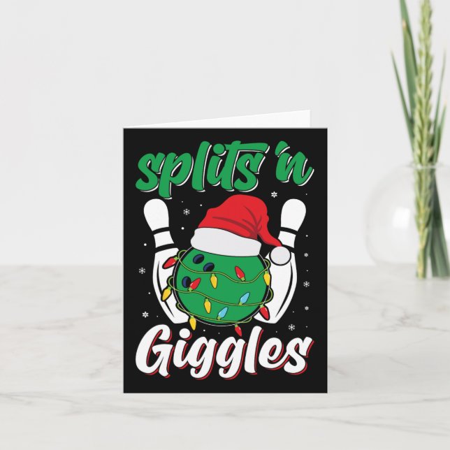 Cartão Funny Splits n Giggles Boliche Player de Natal Bo (Frente)