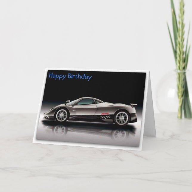 Cartão Funny Sports Car Happy Birthday Picture Card (Frente)