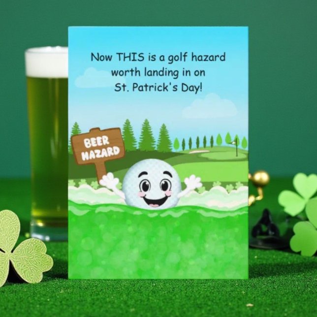 Cartão Funny St. Patrick’s Day Golf with Golf Ball Beer  (Criador carregado)