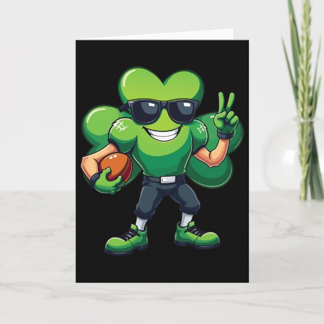 Cartão Funny St Patrick's Day Shamrock Playing Soccer Gif (Frente)