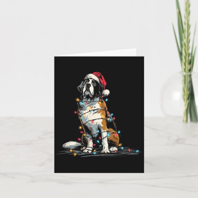 Cartão Funny St. Saint Bernard Christmas Graphics Dog Lig (Frente)