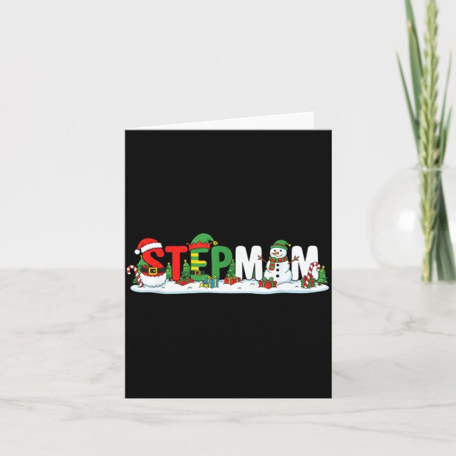 Cartão Funny Stepmom Santa Elf Snowman Christmas Womens G (Frente)