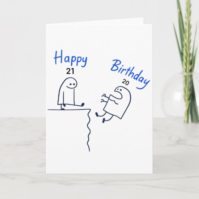 Cartão Funny Stick Figure Meme Birthday |Customizable Age (Frente)