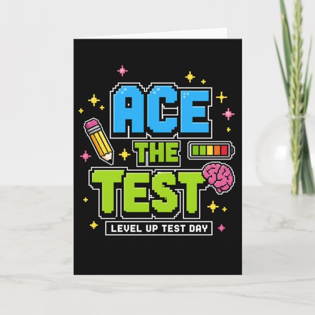 Cartão Funny Student Test Ace The Test Level Up Test Day (Frente)