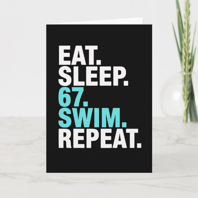 Cartão Funny Swimmer 67 Sleep Swim Repeat (Frente)