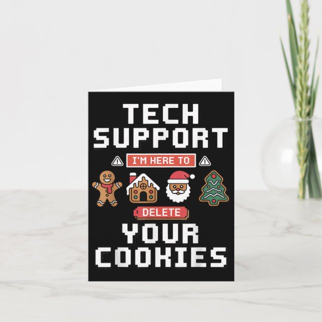 Cartão Funny Tech Suprt Here To Delete Cookies Xmas Men W (Frente)