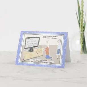 Cartão Funny Technology Birthday Card: "Plug & Play"