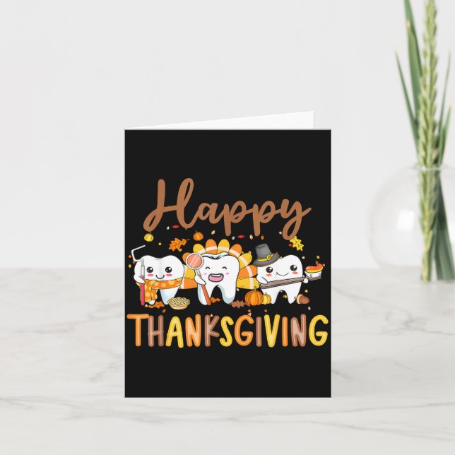 Cartão Funny Teeth Thanksgiving Dentist Turkey Dental Squ (Frente)