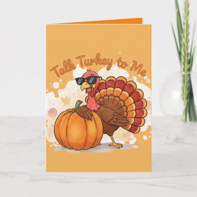 Cartão Funny Thanksgiving Card – Talk Turkey to Me (Frente)