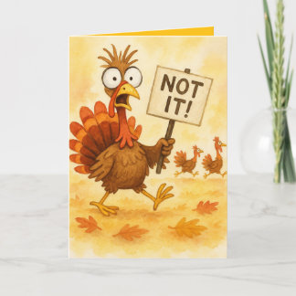 Cartão Funny Thanksgiving Card – Turkey Trouble